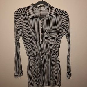 Cream and charcoal striped shirt